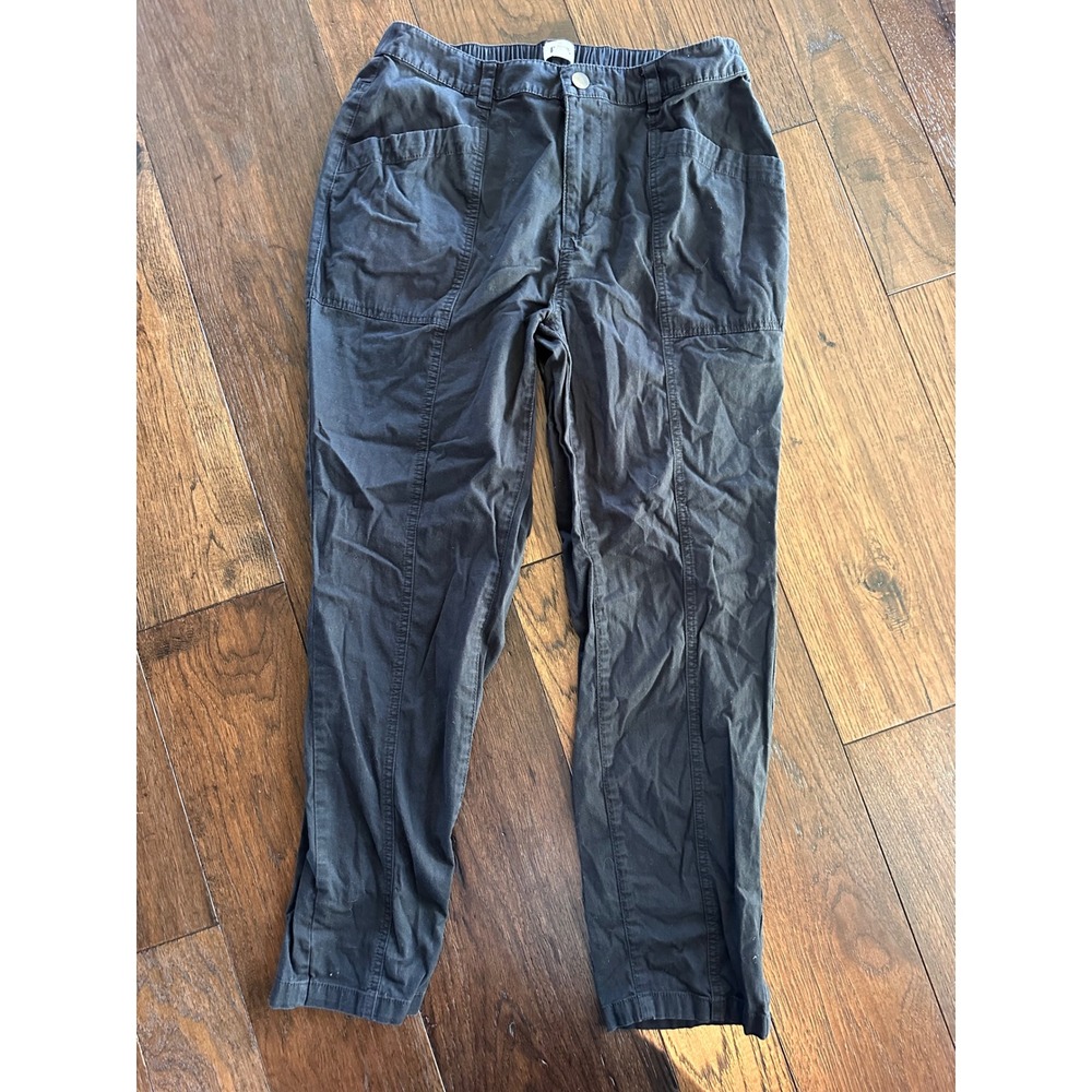 Pact Organic Cotton High Rise Tapered Pants Charcoal Gray Large Utility Trousers